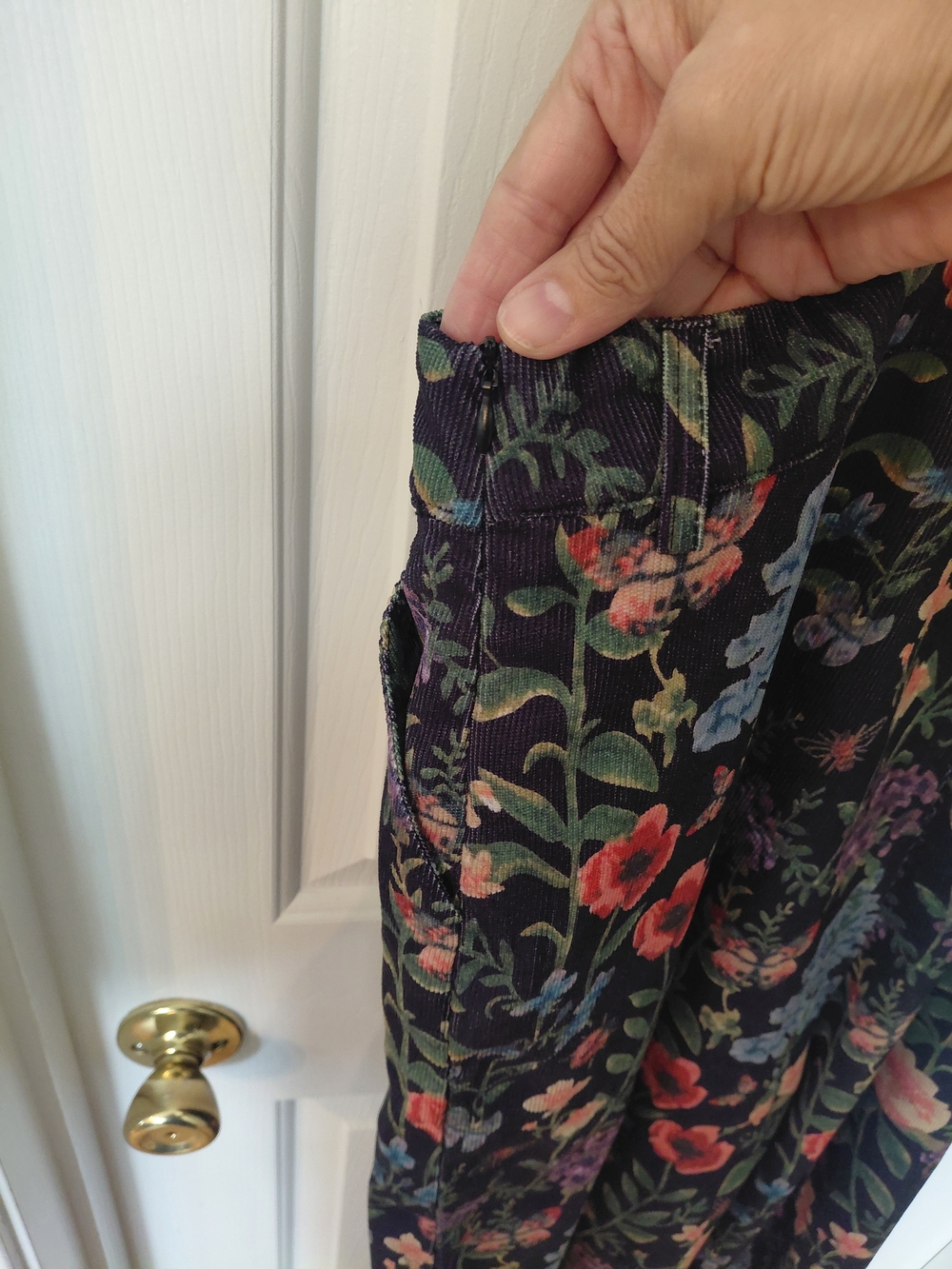 Cider Floral Navy Pinafore Jumpsuit with Pink & Green Flowers - Picture 6 of 9